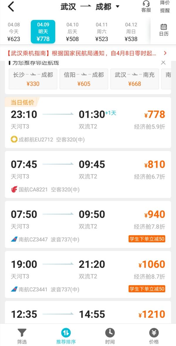 76天，武汉“空中通道”重启     成都、海口、杭州等城市成首日热门目的地
