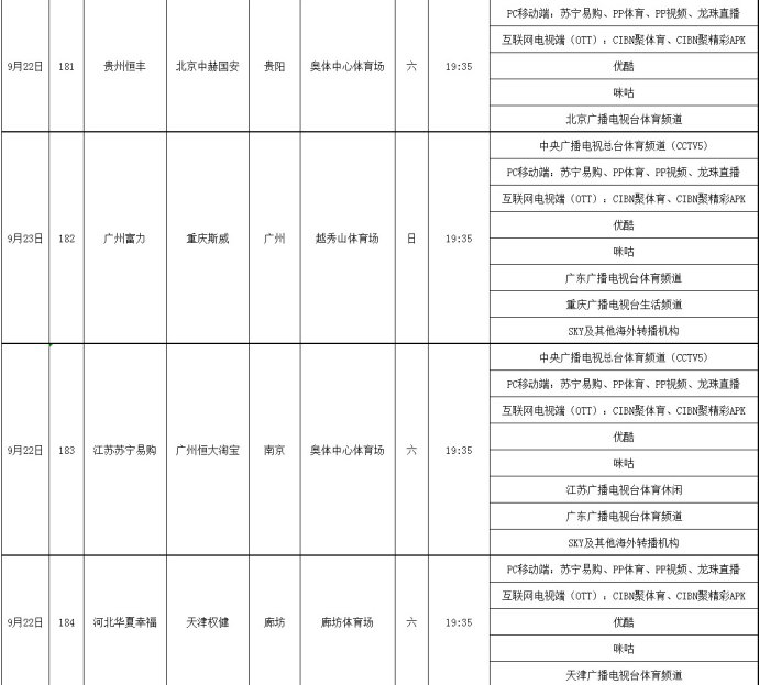 中超电视转播表_中超第23轮电视转播_中超电视转播费